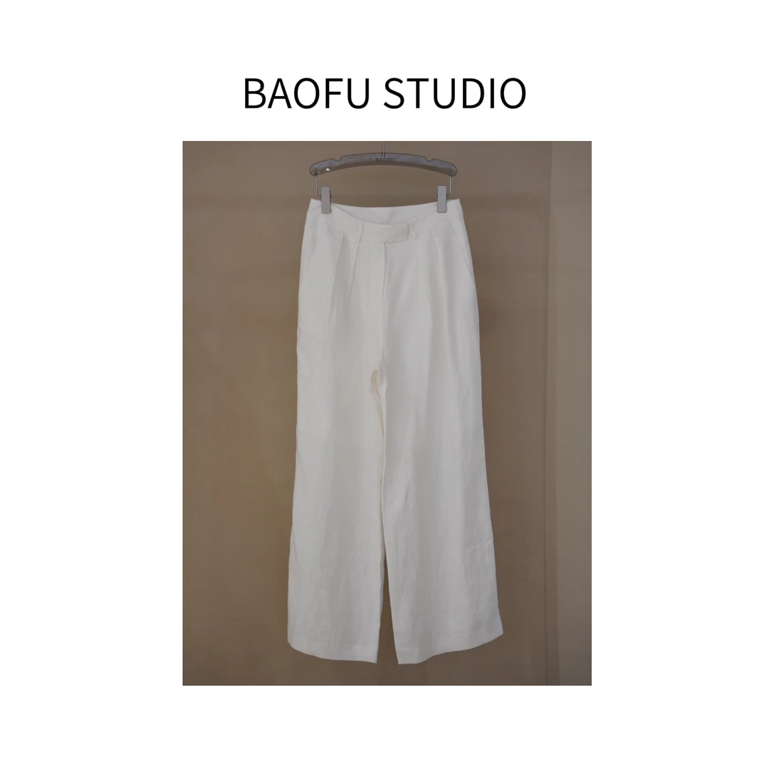 BAOFU studio | 炎夏纯色亚麻直筒长裤舒适百搭简约气质休闲裤子