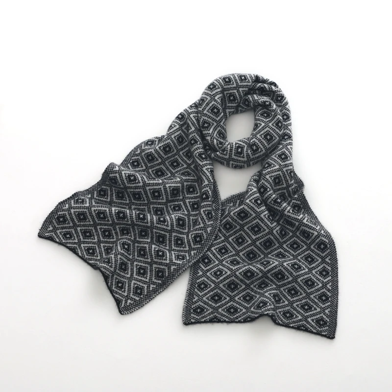 商务成人几何图案男保暖百搭围巾流苏女士百搭针织山羊绒围脖护颈