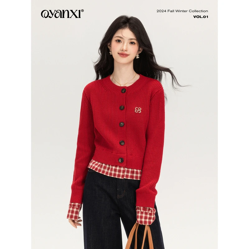 【欧阳喜OYANXI】元气圣诞&冬季慵懒风红色显瘦毛衣227M1067