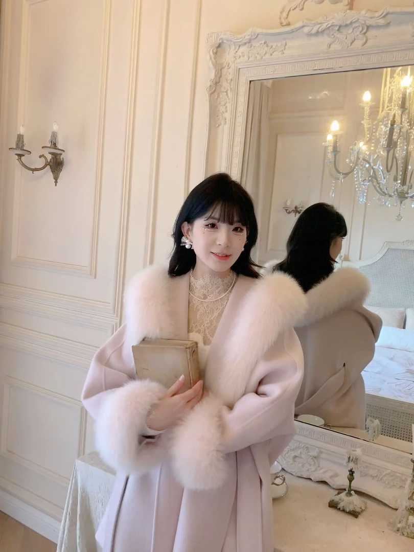 【苏妲己】2025秋冬新款双面羊毛大衣显瘦高级轻奢狐狸毛