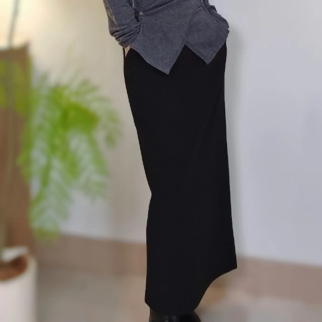 秋冬款简约百搭高腰显瘦女装半身裙时尚气质中长款直筒裙女士半裙