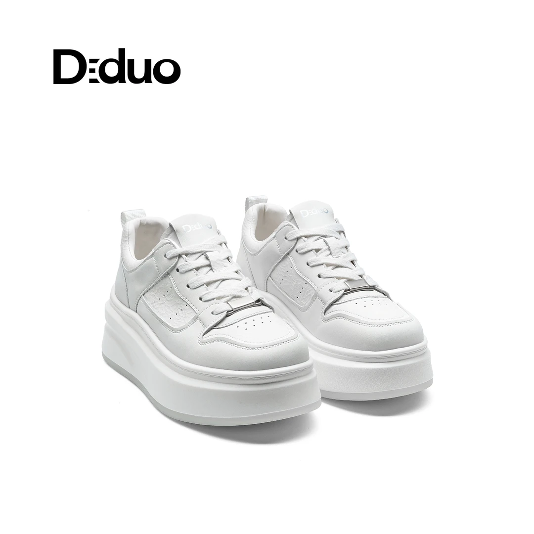 迪朵-【治愈大白】真皮厚底小白鞋圆头百搭面包休闲鞋D7A9D905768