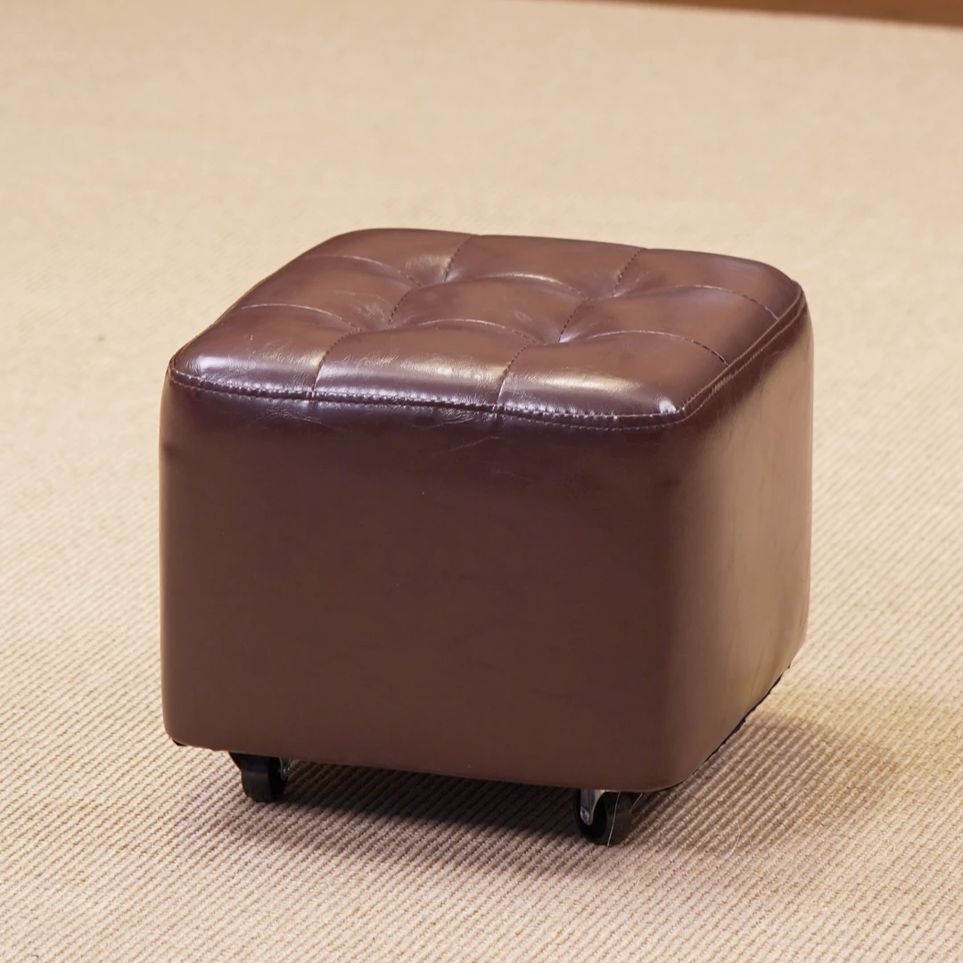 【阿梨】实木溜溜凳子软包家用新中式床尾小凳客厅皮凳穿鞋凳