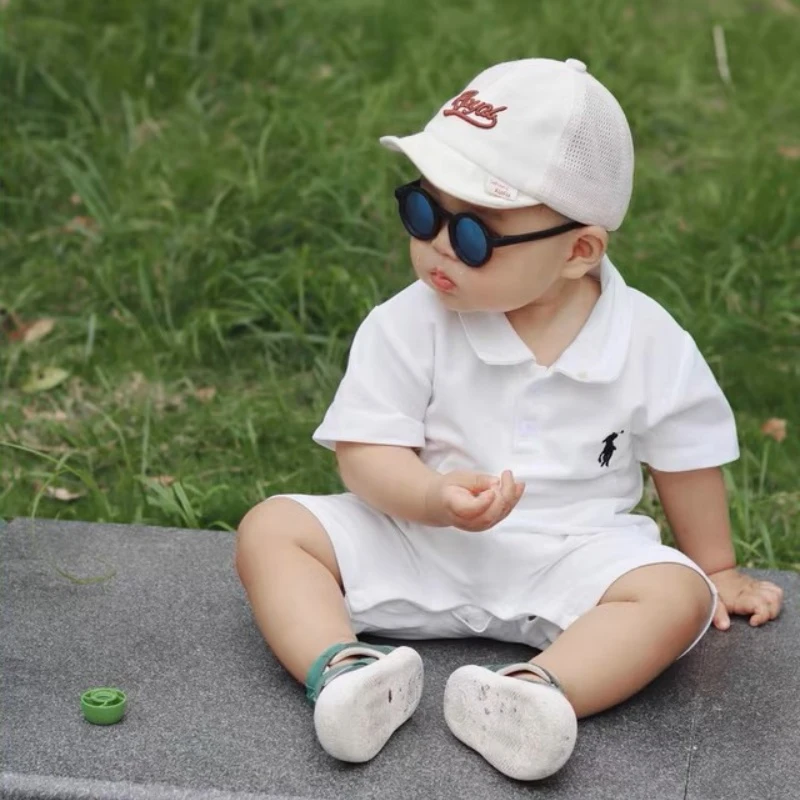 夏装休闲短袖POLO衫哈衣韩版洋气婴幼儿夏季薄款三角爬服