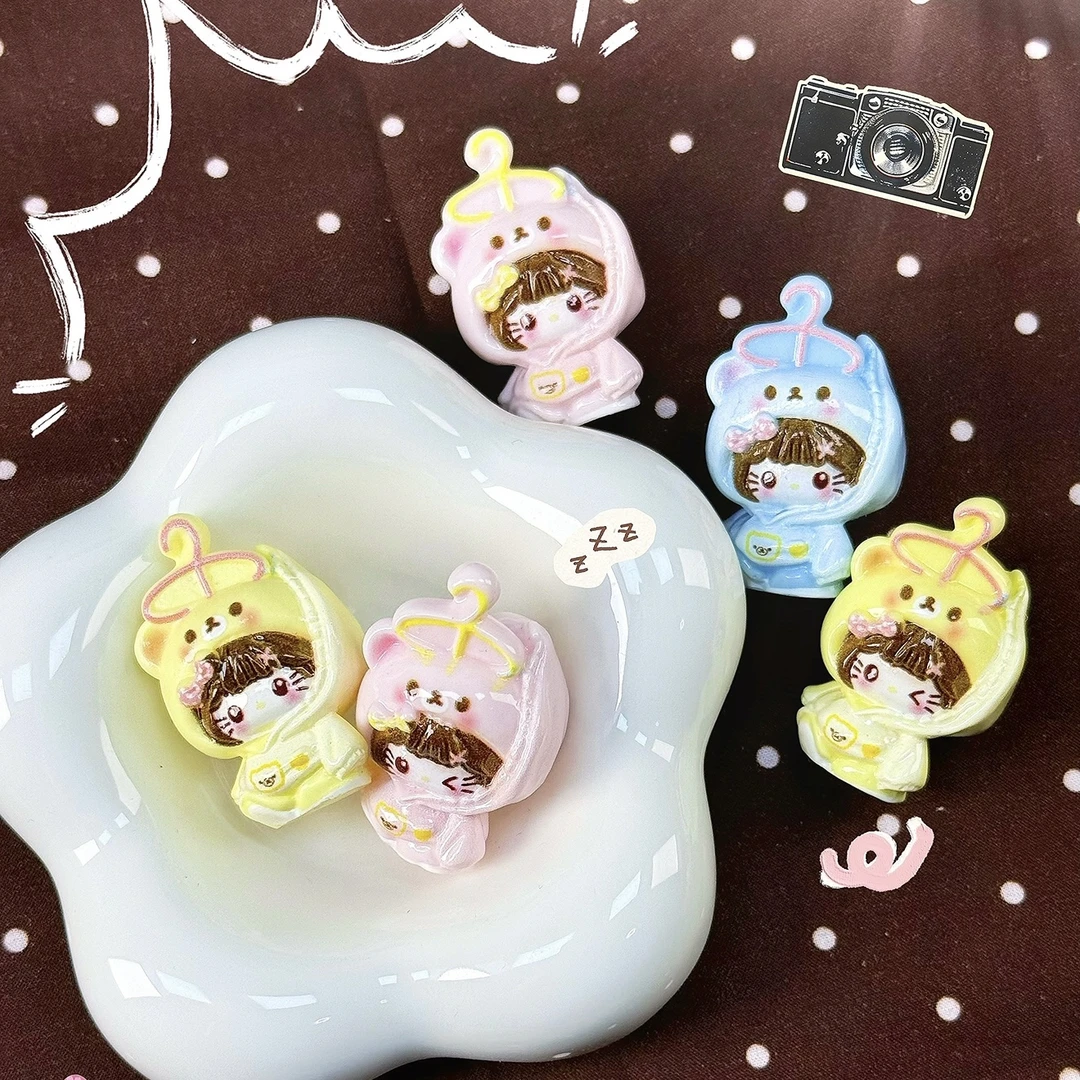 【奶油diy定制】全立体kt衣架轻松熊-树脂配件diy奶油胶挂件手机链