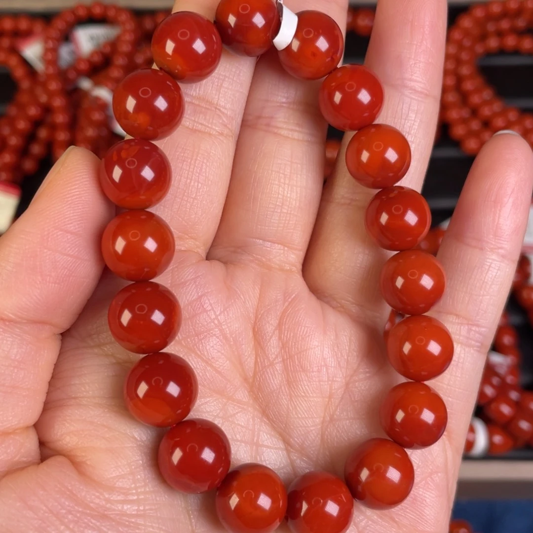 可***乐南红玛瑙未镶嵌手链满肉满色花