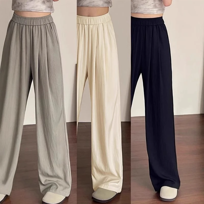 山本裤子女高腰直筒休闲裤夏薄款梨形身材大码宽松显瘦垂感阔腿裤