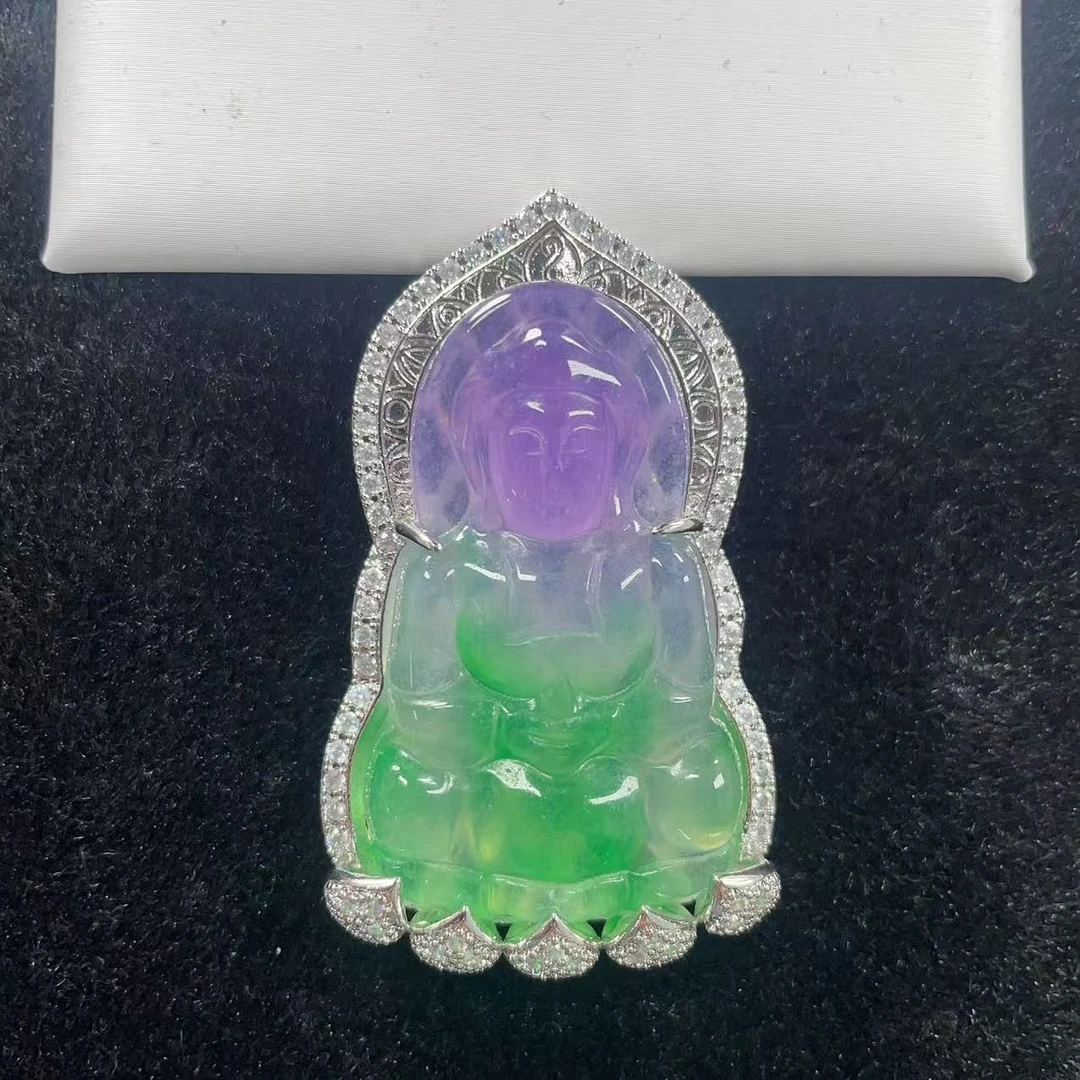 【小杨严选】紫绿镶嵌观音吊坠精美时尚百搭