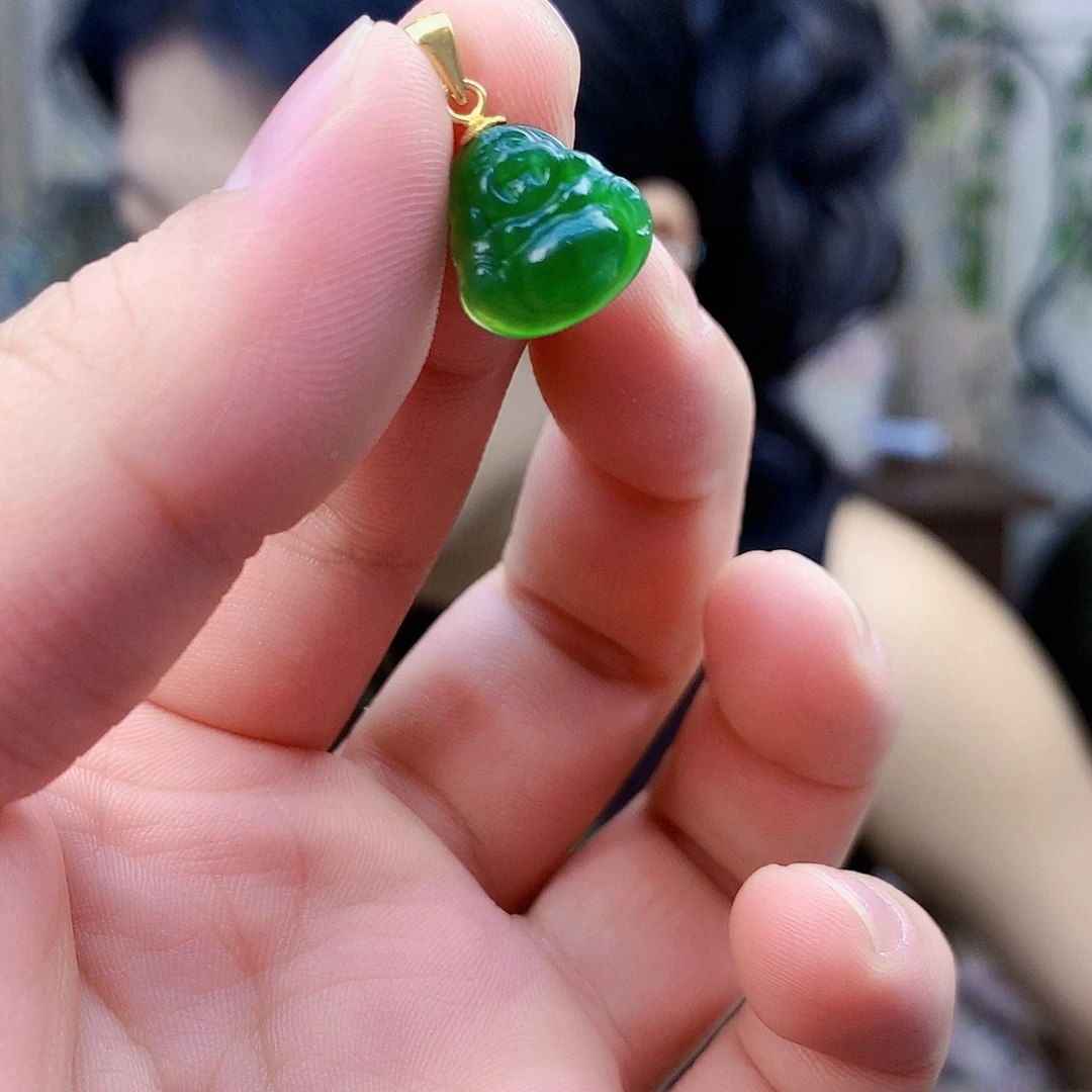 和田玉（碧玉）银S925镶嵌吊坠(不含链)吊坠