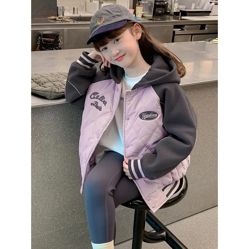 女童外套秋冬款2025新款洋气小女孩棉服上衣儿童夹棉加厚衣服冬季