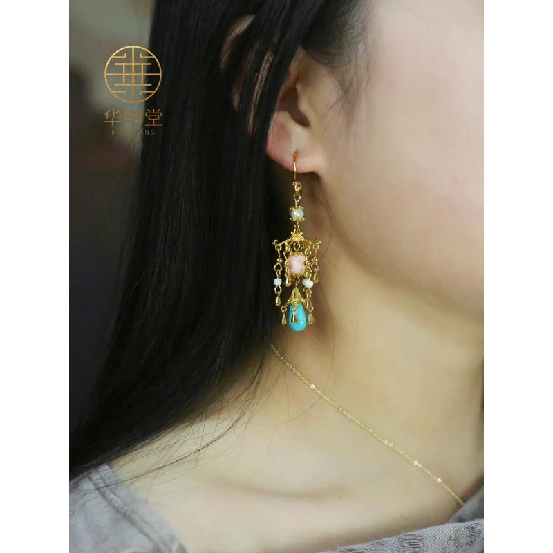 铜合金耳饰 华翊堂原创设计铜镀金捕梦耳饰