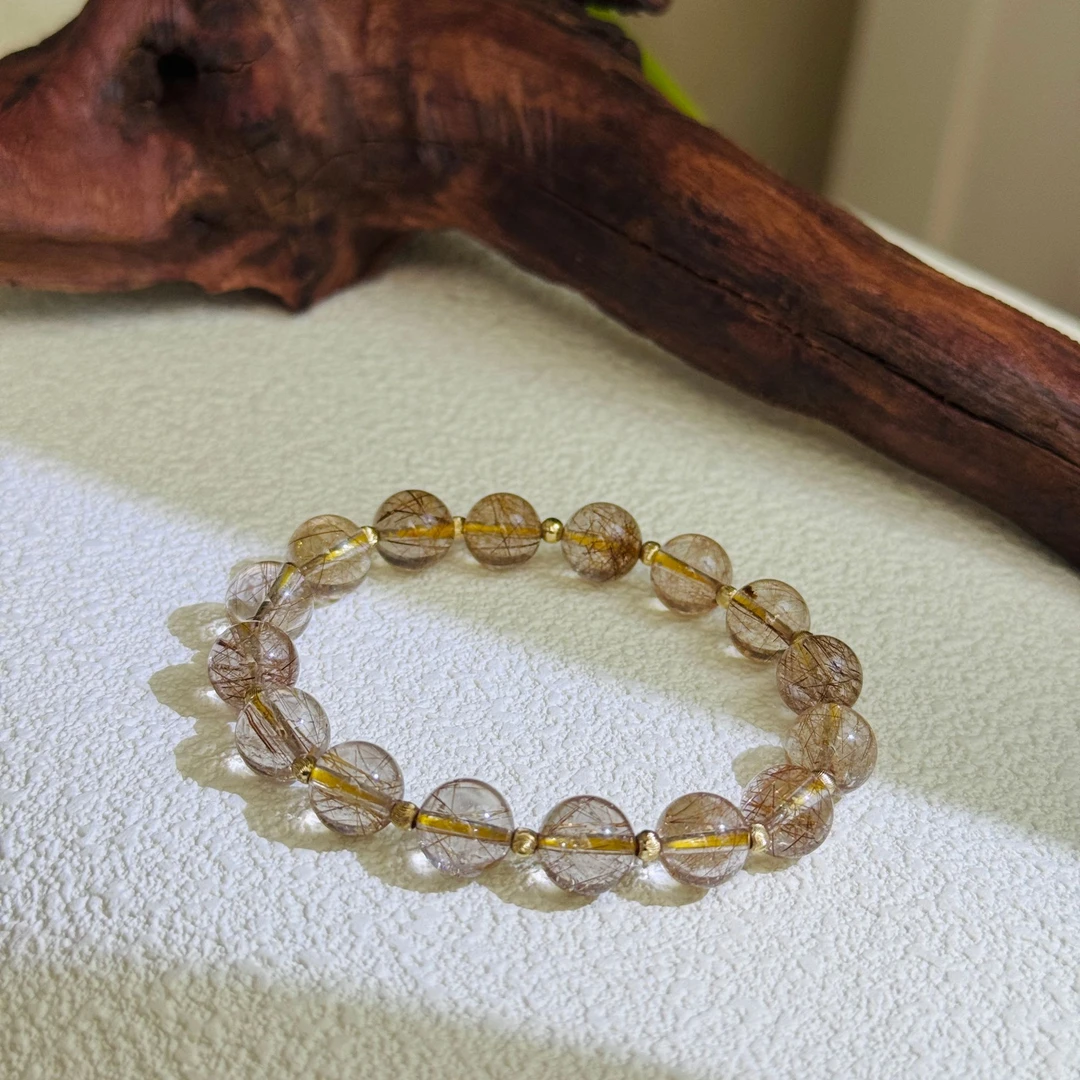 【铜发晶】天然铜发晶手串8-9mm~