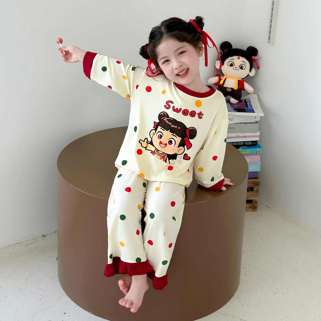 女童睡衣儿童卡通可爱套装秋冬小童宝宝长袖女孩家居服加厚两件套
