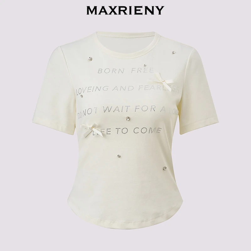 MAXRIENY玛克茜妮短袖t恤女2025春季新款收腰显MS86TS007A11