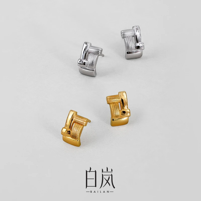 925银耳饰 白岚竹编耳钉925银耳环耳饰精致首饰女小众设计ED4648