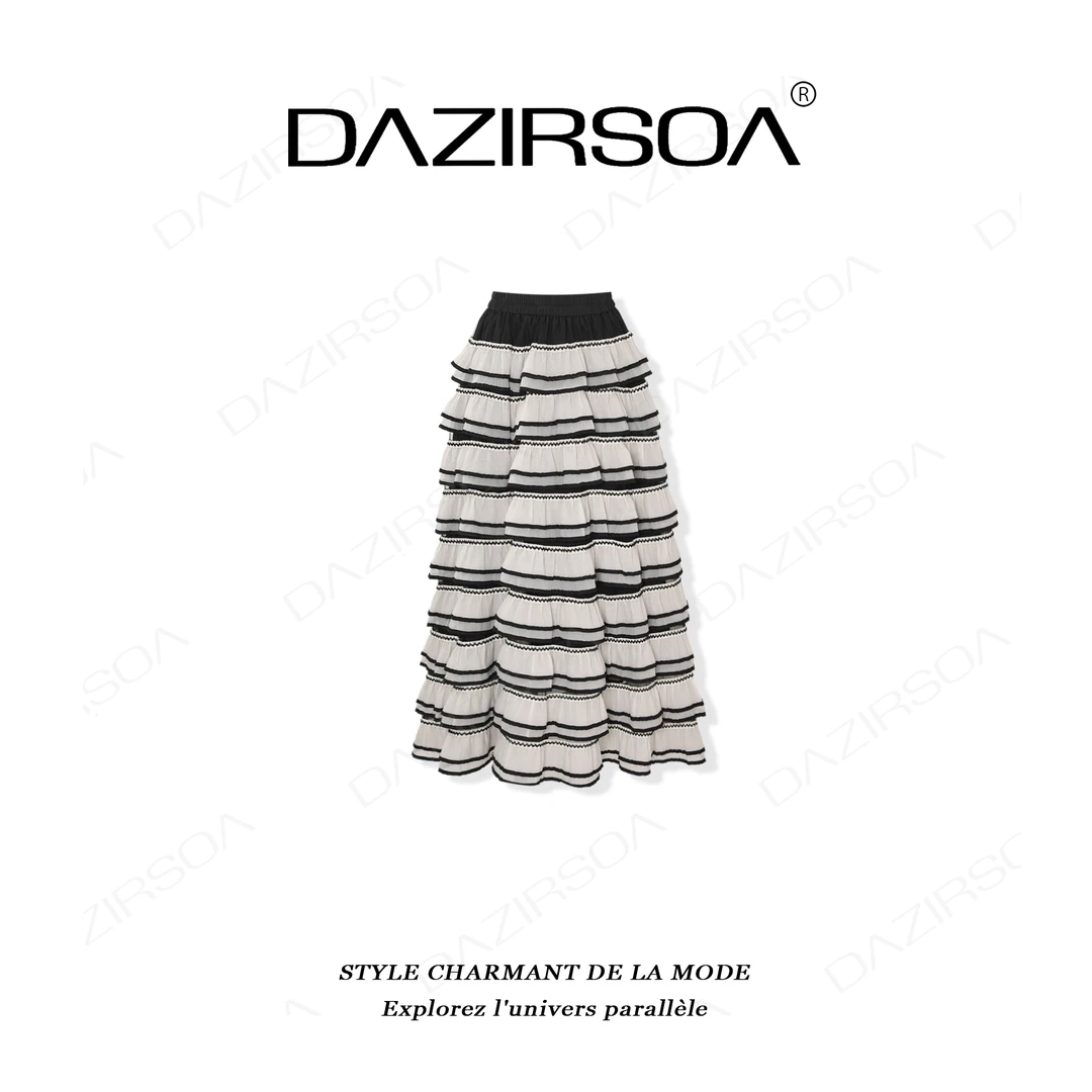 “罗马绮梦”时尚百搭简约个性黑白蛋糕半身裙 Y169