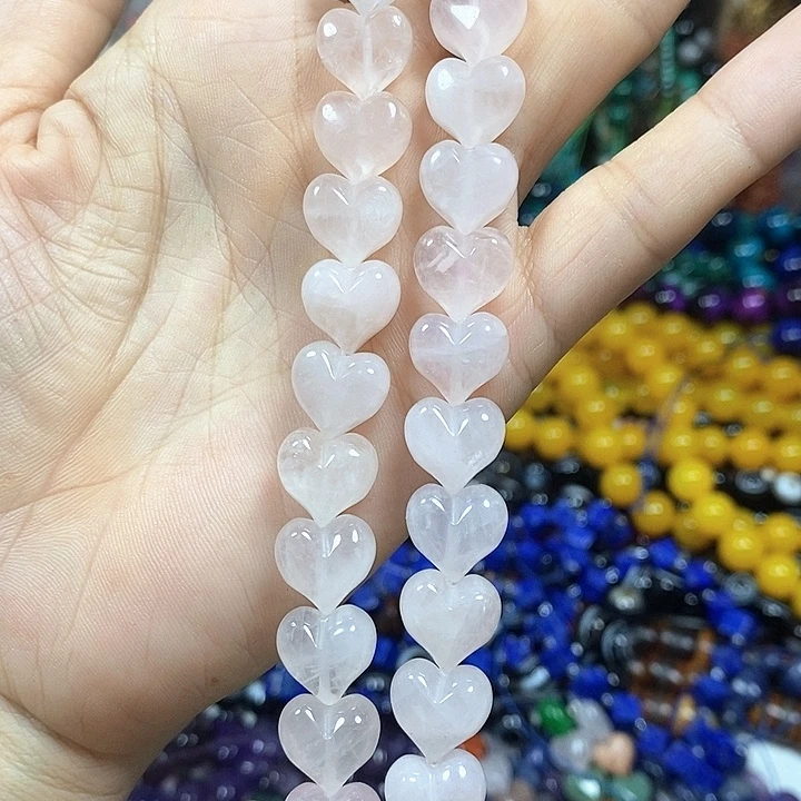玛瑙/玉髓未镶嵌珠宝半成品天然粉晶屁桃卡12mm15颗