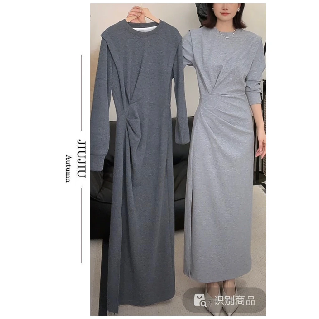 「极简主义」早秋新款长袖收腰显瘦不规则卫衣裙HBBU651255 nnassa