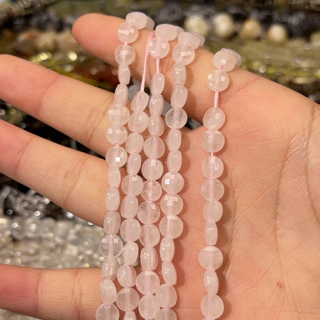 发晶珠宝半成品未镶嵌粉水晶切面