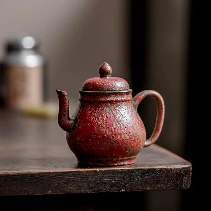 卢老师手作万紫千红满山红手作赭石釉紫红铁陶毓秀壶泡茶壶