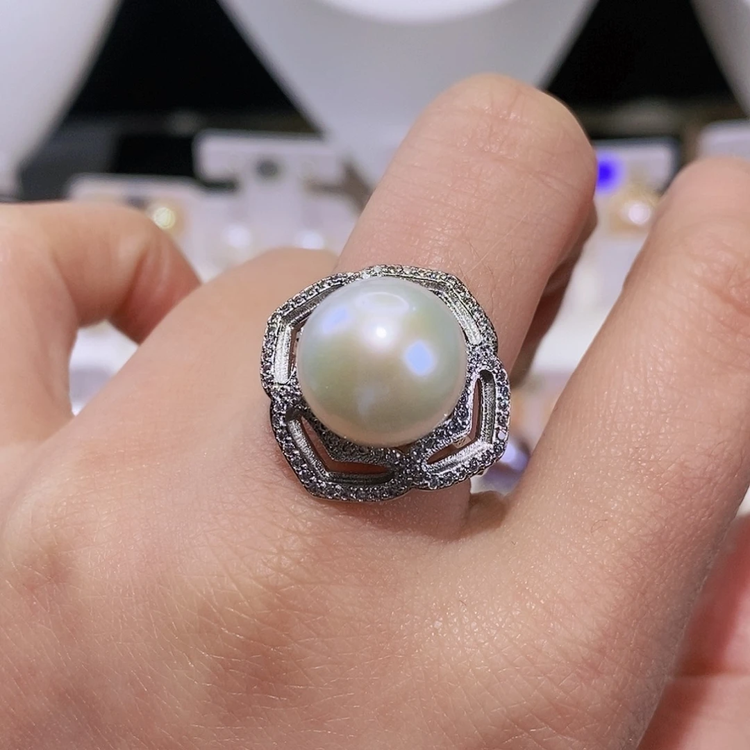 淡水珍珠戒指银S925镶嵌