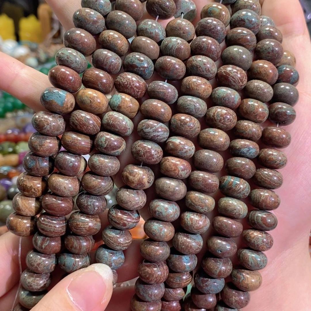 玛瑙/玉髓未镶嵌珠宝半成品天然孔雀松一条卡12mm