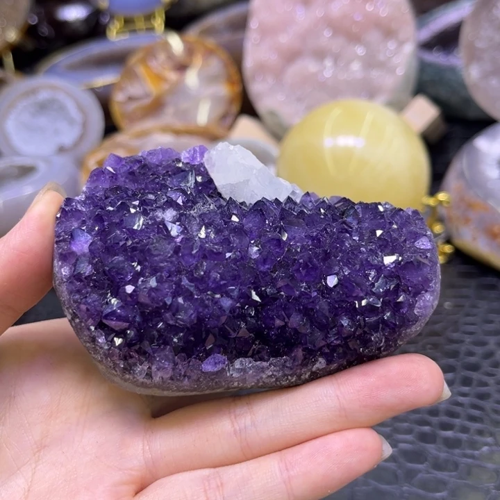 未镶嵌发饰水晶奇石紫晶花