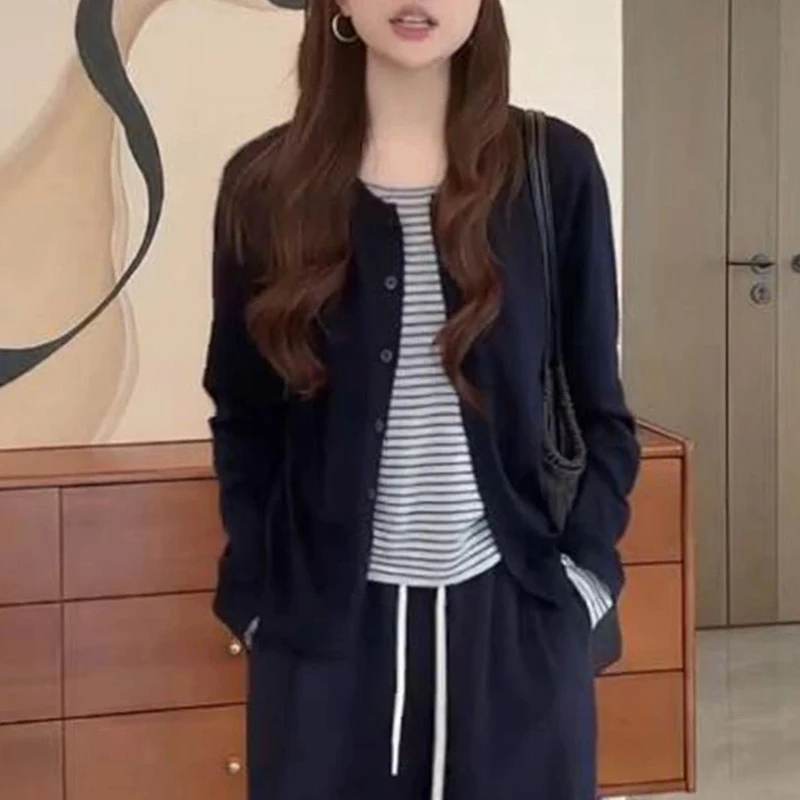 宽松时尚假两件拼接针织衫女士2025春秋新款显瘦减龄气质长袖上衣