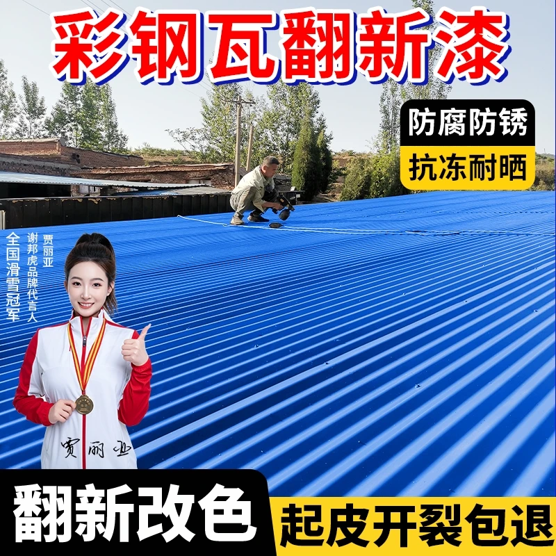 彩钢瓦翻新专用漆铁锈转化剂防水护栏油漆金属漆屋顶免打磨铁门