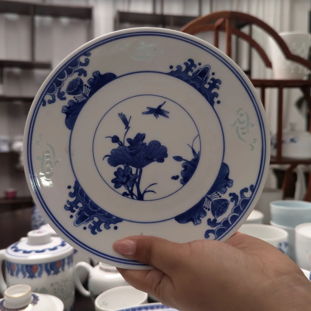 瓷手绘夏7寸平盘一个