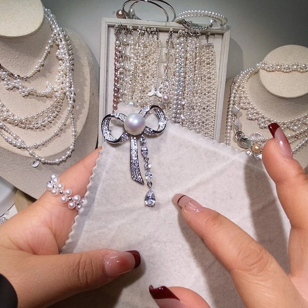 淡水珍珠胸饰未镶嵌胸针炫彩12点位