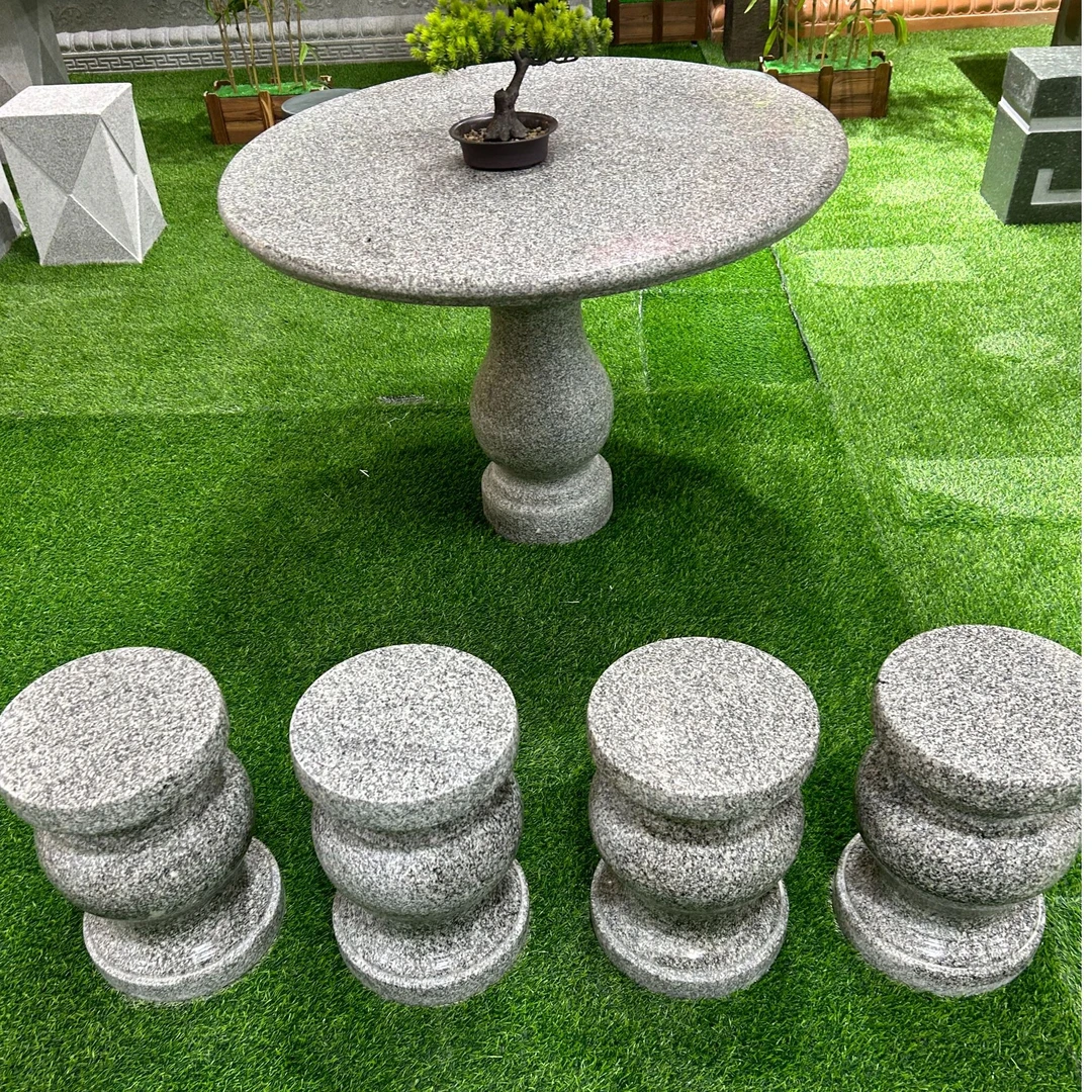 天然花岗岩圆形石桌户外花园别墅庭院石雕摆件