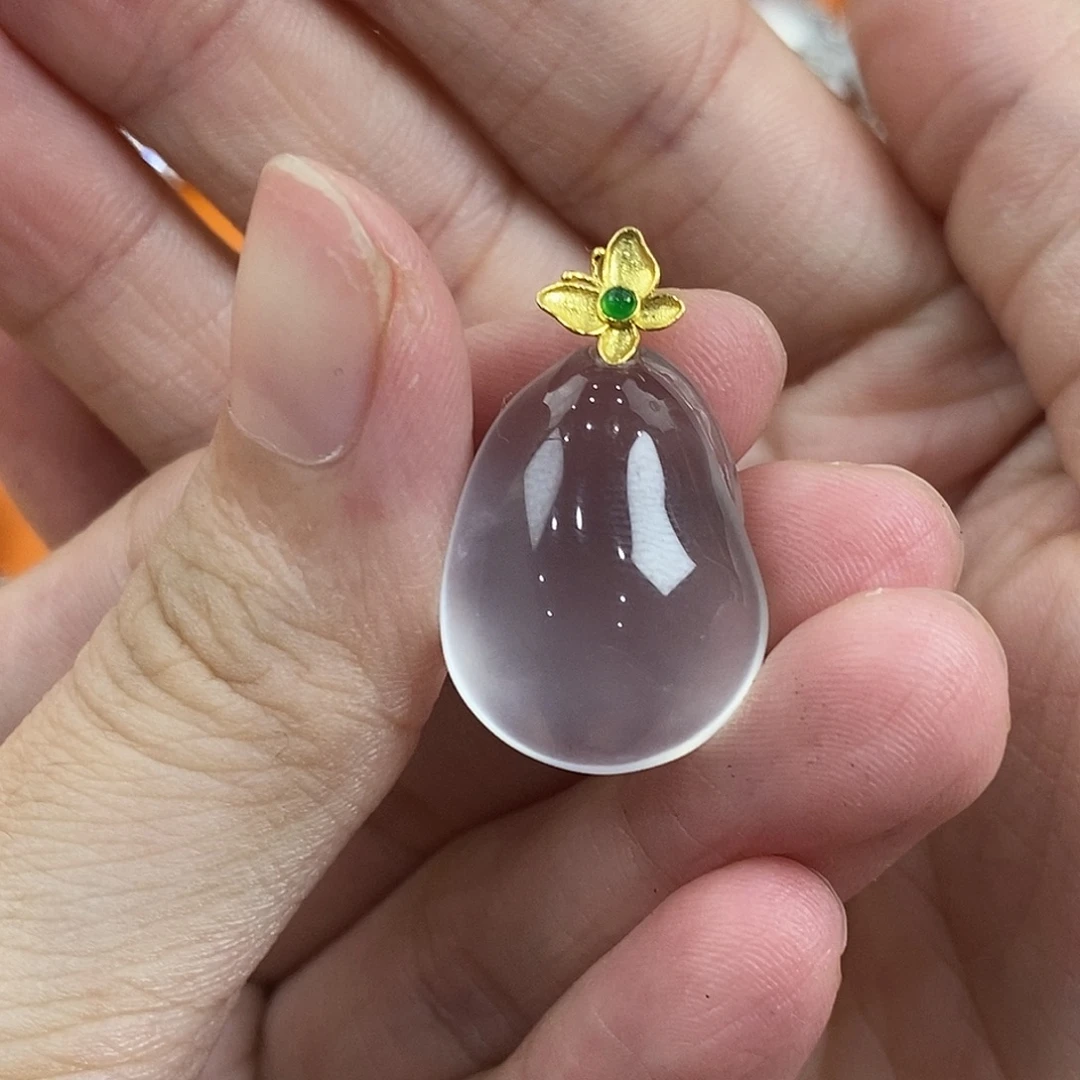 18K金镶嵌吊坠石英质玉