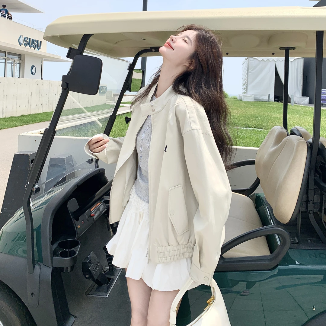 休闲甜酷风减龄百搭夹克女2025秋季新款高级感时尚通勤立领外套