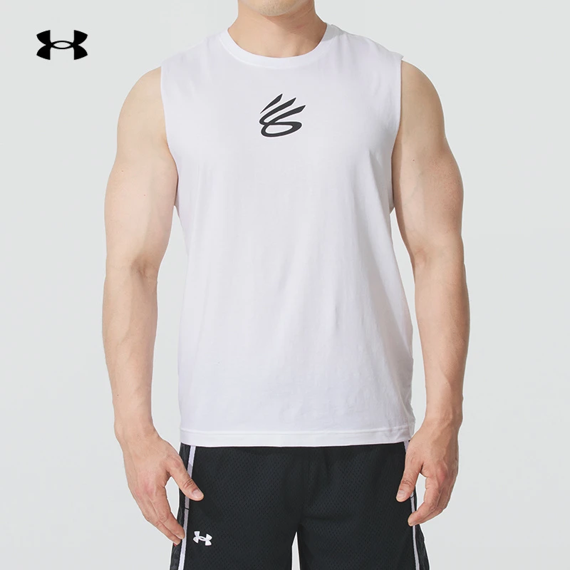 UA安德玛短袖男装2025夏季无袖背心跑步健身篮球训练透气运动上衣