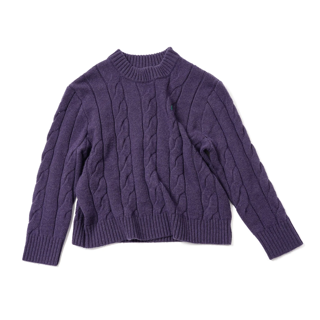 77【芋泥紫绞花毛衣】圆领套头毛衣秋冬宽松女毛衣MYBL56252