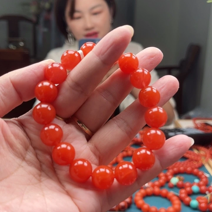 南红玛瑙未镶嵌保山冷水河典藏级圆珠12mm