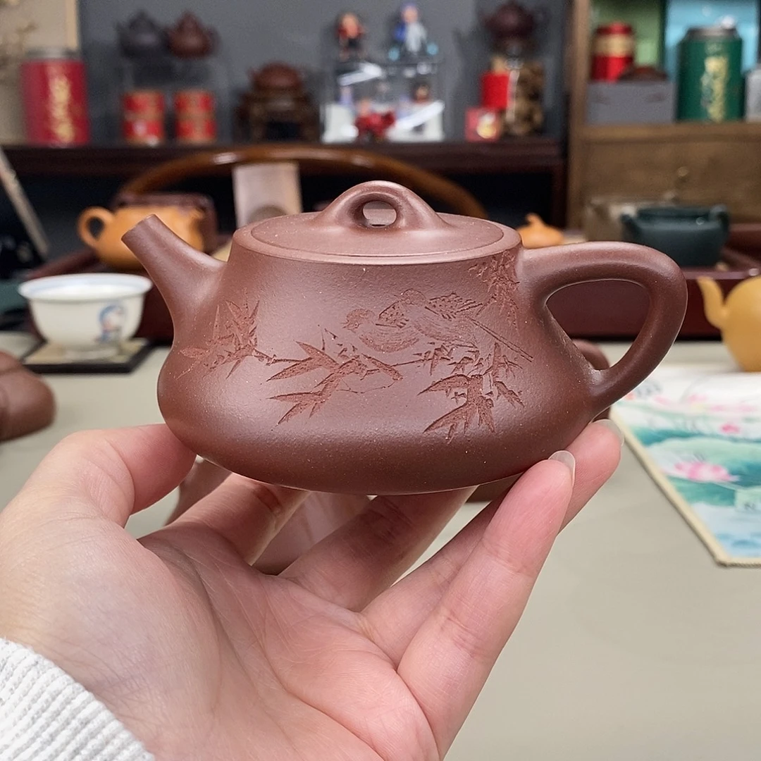 紫砂茶壶黄龙源底槽清半手础瓢180cc