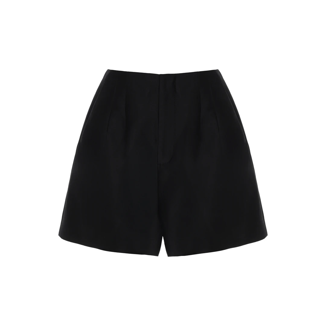 LYNEE  丝毛简约无腰头气质百搭阔腿时尚高腰短裤LGB2FSW061