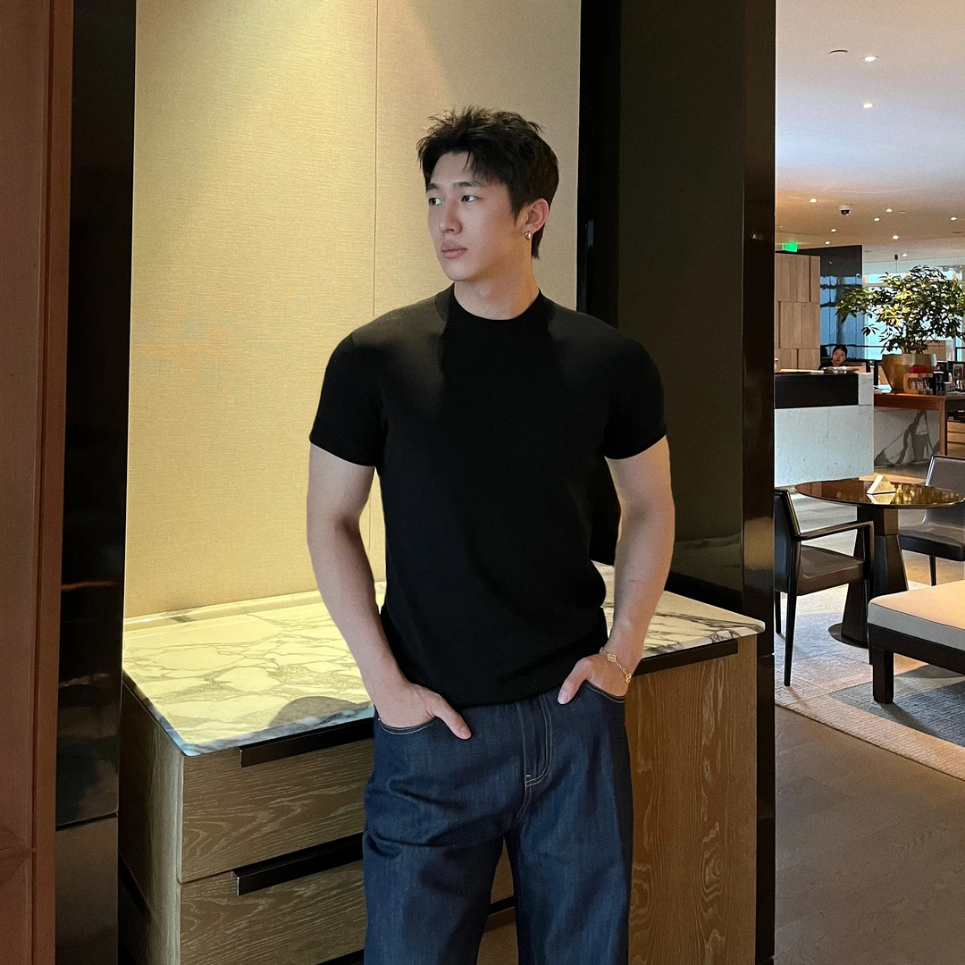 「REA SPECIAL」“16针高捻天丝” 夏季修身透气针织短袖T恤 SL80152