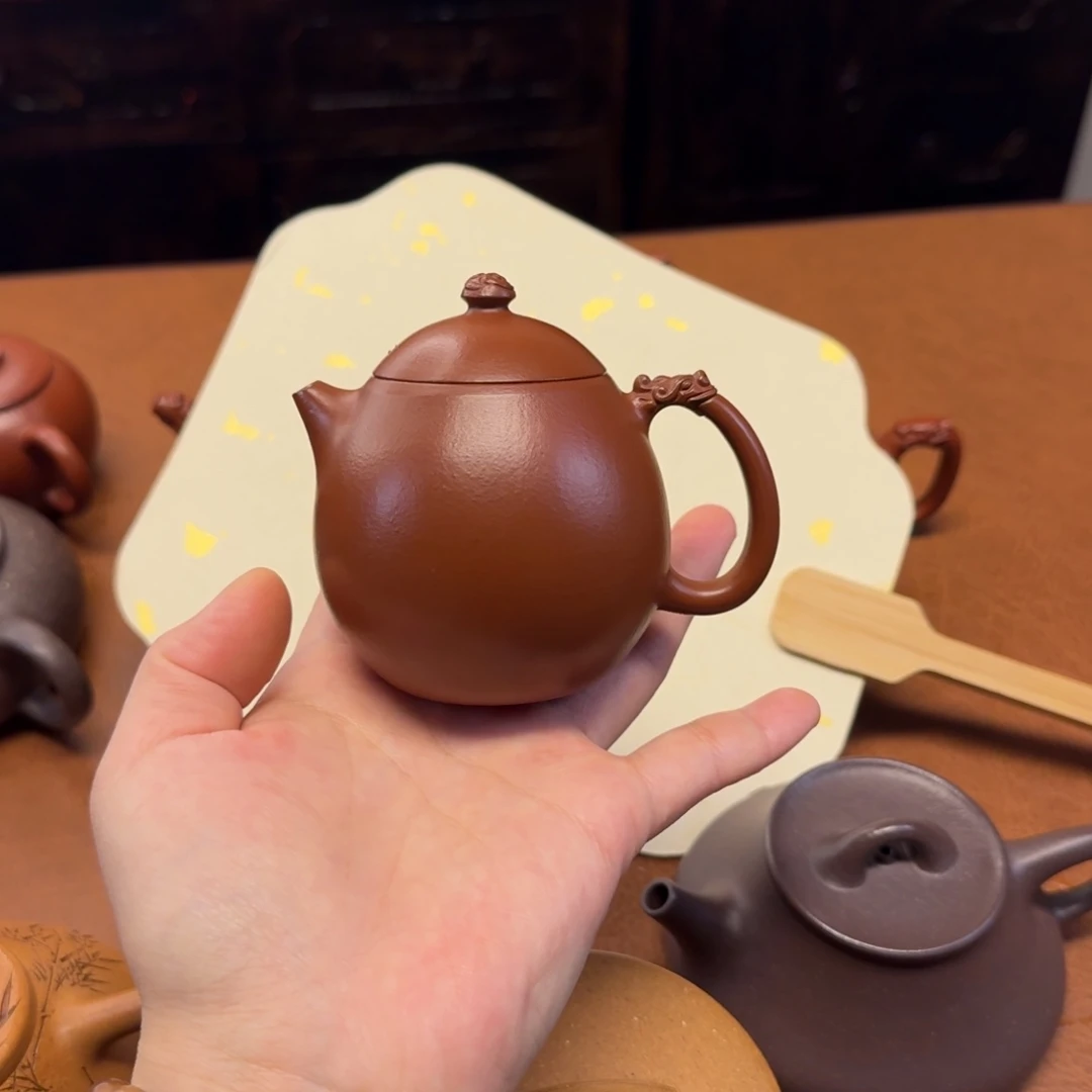 紫砂茶壶龙行龙蛋，小煤窑朱泥，全手工制作，165cc