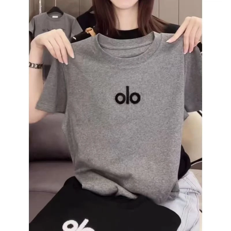 设计感高级灰半袖衫今年新款纯棉夏季新款圆领短袖T恤女字母刺绣