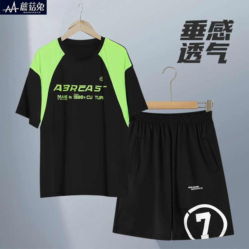 胖男童足球服套装夏季新款中大童球衣胖男孩速干运动服夏装宽松