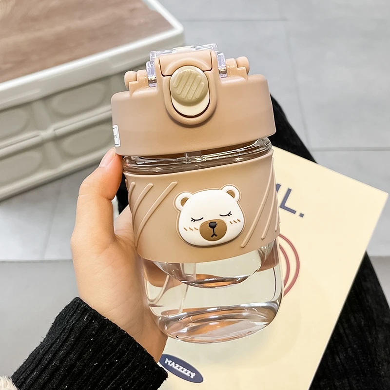 水杯女玻璃杯高颜值双饮咖啡杯女生新款2025学生可爱便携吸管杯子