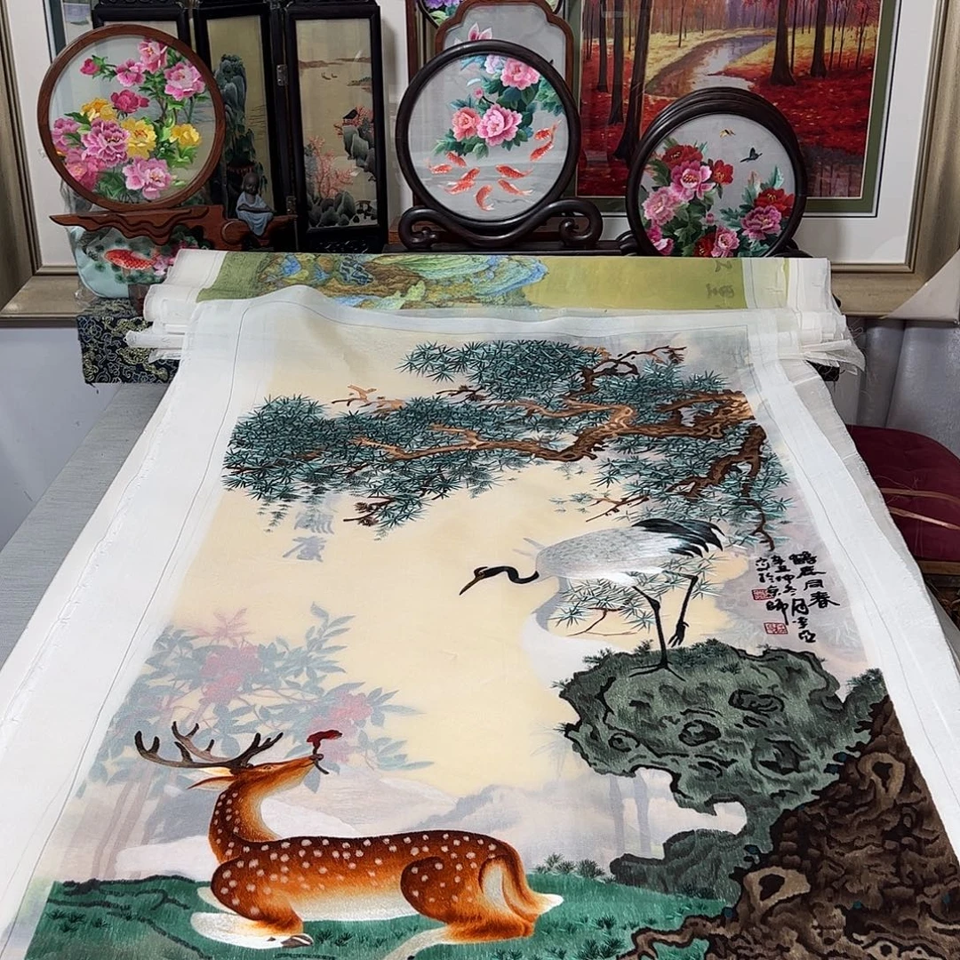 夏***风刺绣纯手工刺绣画