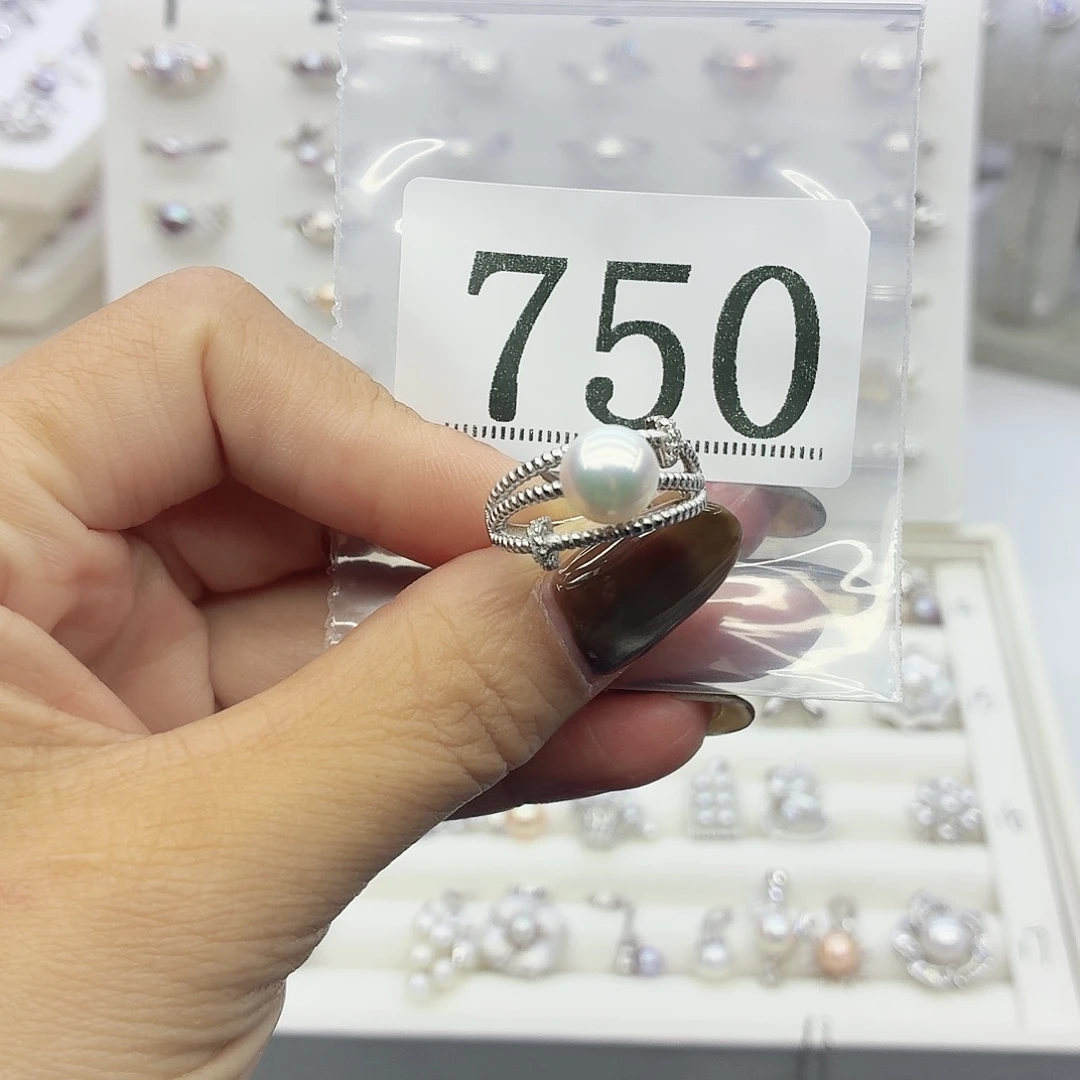青***雅银S925镶嵌珠宝奇石淡水珍珠750拍2发1