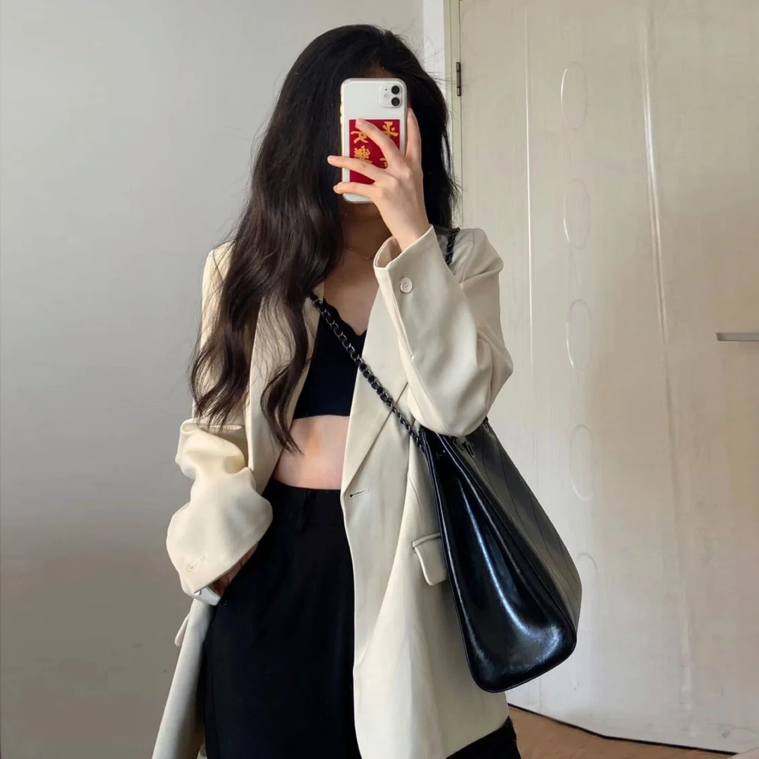 小西装外套女士潮ins春秋秋短款小个子韩版宽松百搭洋气休闲西服