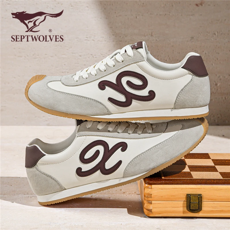 七匹狼正品男鞋秋季透气复古德训小白鞋男士轻便运动休闲阿甘板鞋