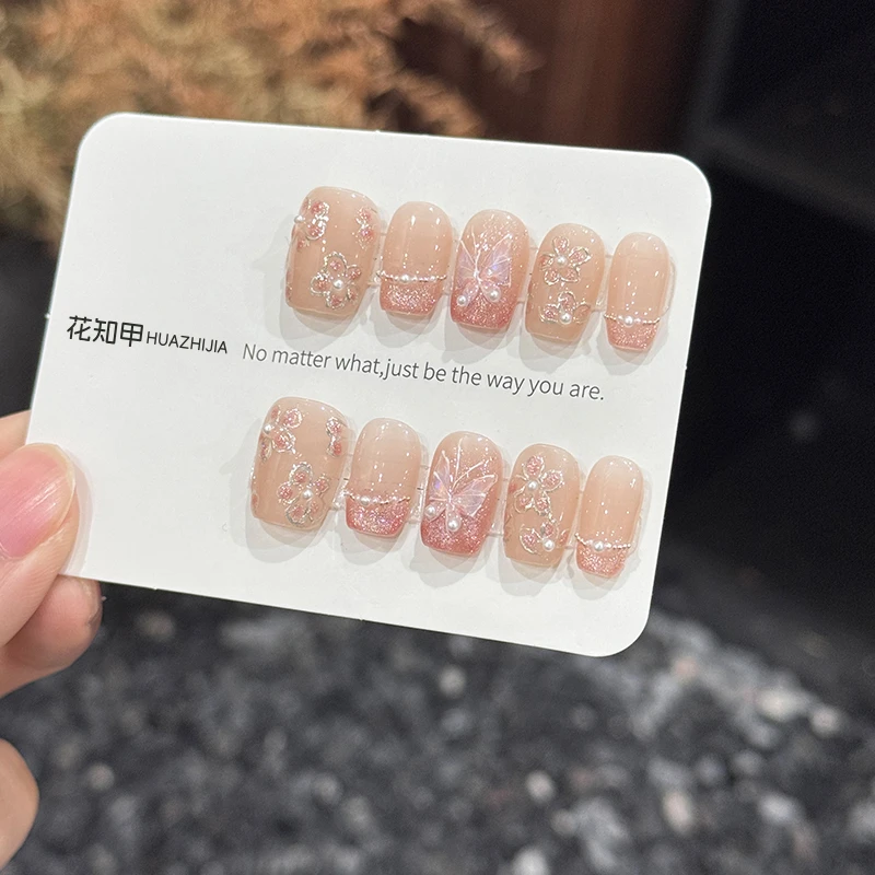 花知甲【珐琅冰透蝴蝶】纯手工定制穿戴甲可拆卸穿戴甲