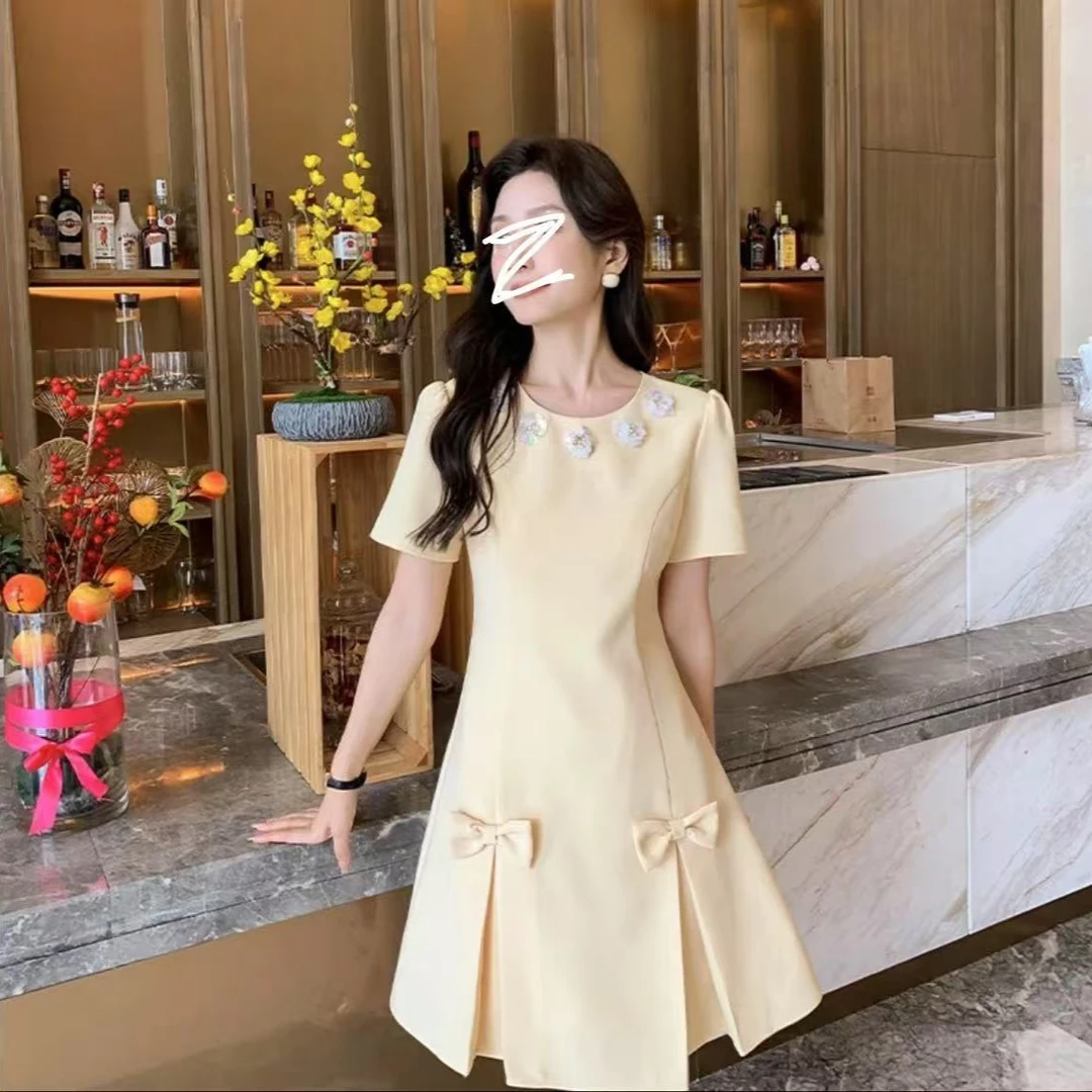W203#夏季2025新款时尚洋气设计感温柔法式裙女收腰显瘦A字连衣裙
